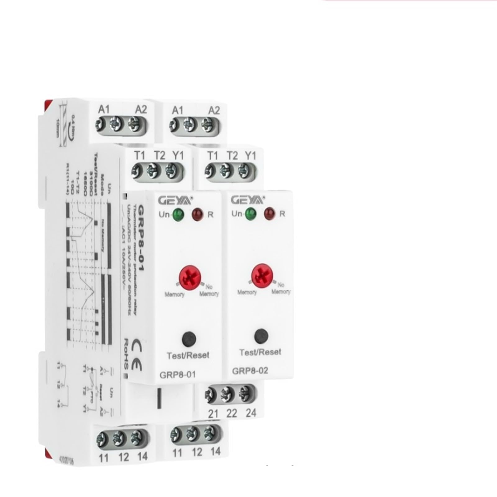 GRP8 Motorschutzrelais, 10 A AC/DC24-240 V Thermostat zur Überwachung der Temperatur Motorwicklung, Thermorelais