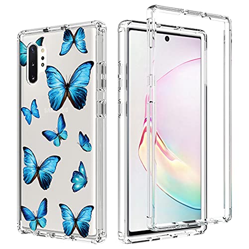 Zoeirc for Galaxy Note 10 Plus 5G, Galaxy Note 10+, Samsung Note 10 Plus Clear Case,TPU 360 Full Body Shockproof Hybrid Bumper Crystal Phone Case Cover for Samsung Galaxy Note 10 Plus (Blue Butterfly)