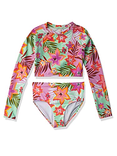 Rashguard Long Sleeve pour Fille Ensemble Maillot 2 Pièces Crop Pink 10 Ans