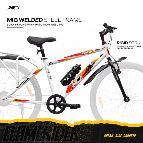 Image of XCi Flamerider 26-Inch Tires Single Speed Rigid Suspension V-Brakes Youth 12+ Years 17-Inch Ultra Light Steel Frame White Red Bicycle