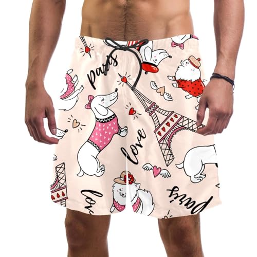 Short de bain homme au séchage rapide et motif original de chien