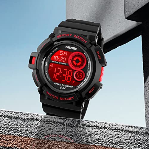 Fanmis Military Multi Function Digital Led Quartz Watch Water Resistant Electronic Sport Watches Red #TOP2