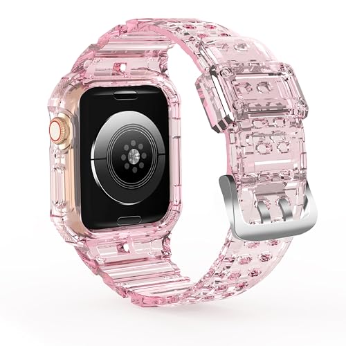CRIS-BAND Bumper Bands Compatible with Apple Watch Band 45mm 44mm 42mm 41mm 40mm 38mm for Women Men, Water Shock-Proof Strap for iWatch Apple Watch Band with Case for Series 9 8 7 6 SE 5 4 3 2 1