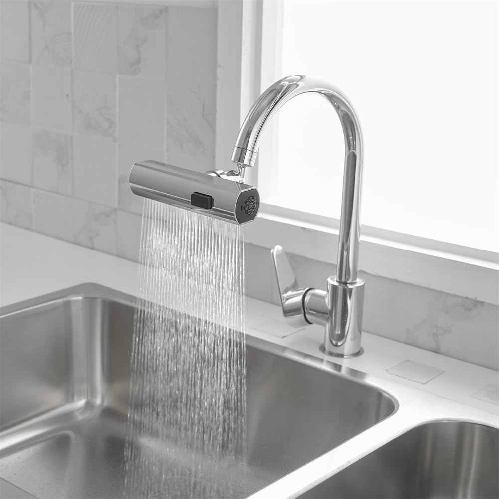 Aeratore per Rubinetto, prolunga per Rubinetto con spruzzatore a Cascata, Accessorio di Ricambio Universale Girevole a 360° per lavello da Cucina, Cromato.