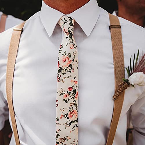 Sunovelties Men's Floral Ties, Cotton Flower Print Skinny Tie Set (5 Pack) #TOP4