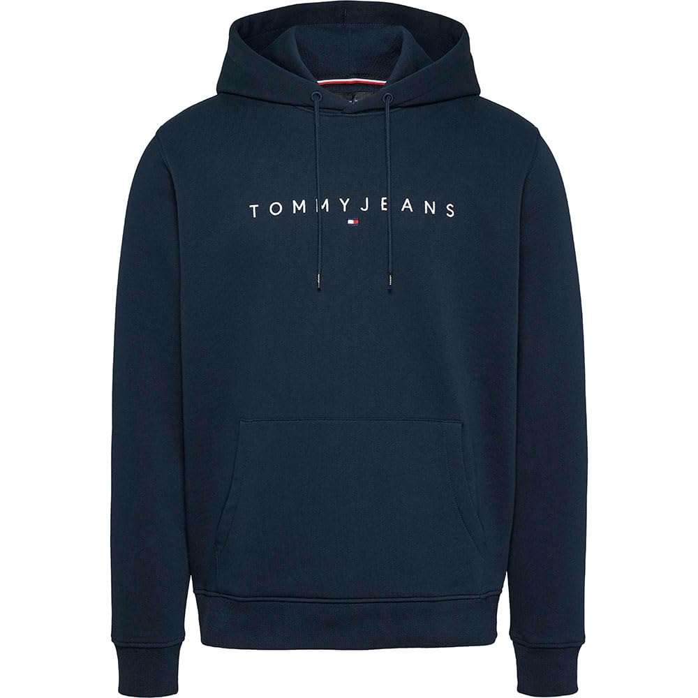 Tommy Jeans Męska bluza z kapturem TJM REG LINEAR LOGO EXT DM0DM20746C1G006, niebieska (Dark Night Navy), XXL, Niebieski (Dark Night Navy), XXL