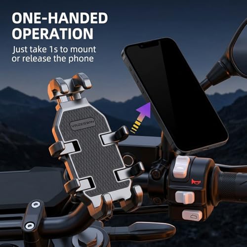 Image of ZORBES Motorcycle Phone Mount Holder with Dual Vibration Dampener Metal Extension Clamp 150mph Anti Shock Secure Handlebar Phone Holder for Motorcycle and Bicycle Riding