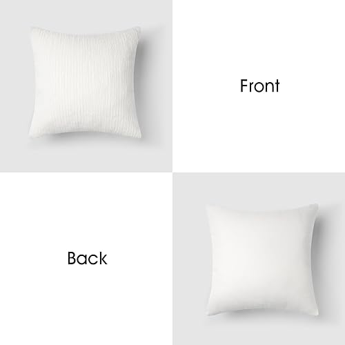 Miniatura 3 de AELS Juego de 2 fundas de almohada decorativas de piel sintética a rayas de 18 x 18 pulgadas, fundas de almohada de felpa con textura de acento para