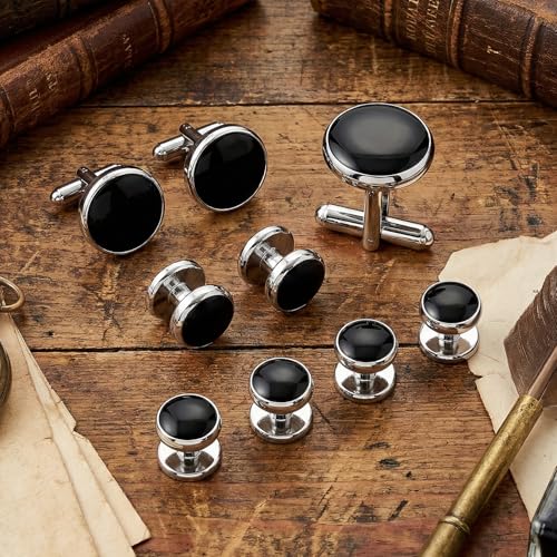 Set 8 Piezas Mancuernillas y Botones de Esmoquin para Hombre miniatura 3