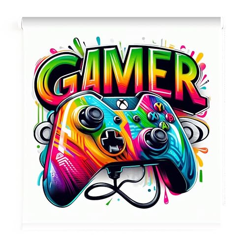 Estores Iroa – Estor Juvenil Gamer para Adolescentes – Diseño Moderno, Tejido Translúcido Premium, Ideal para Dormitorio Chico o Chica, Hecho a Mano en España (40x60)