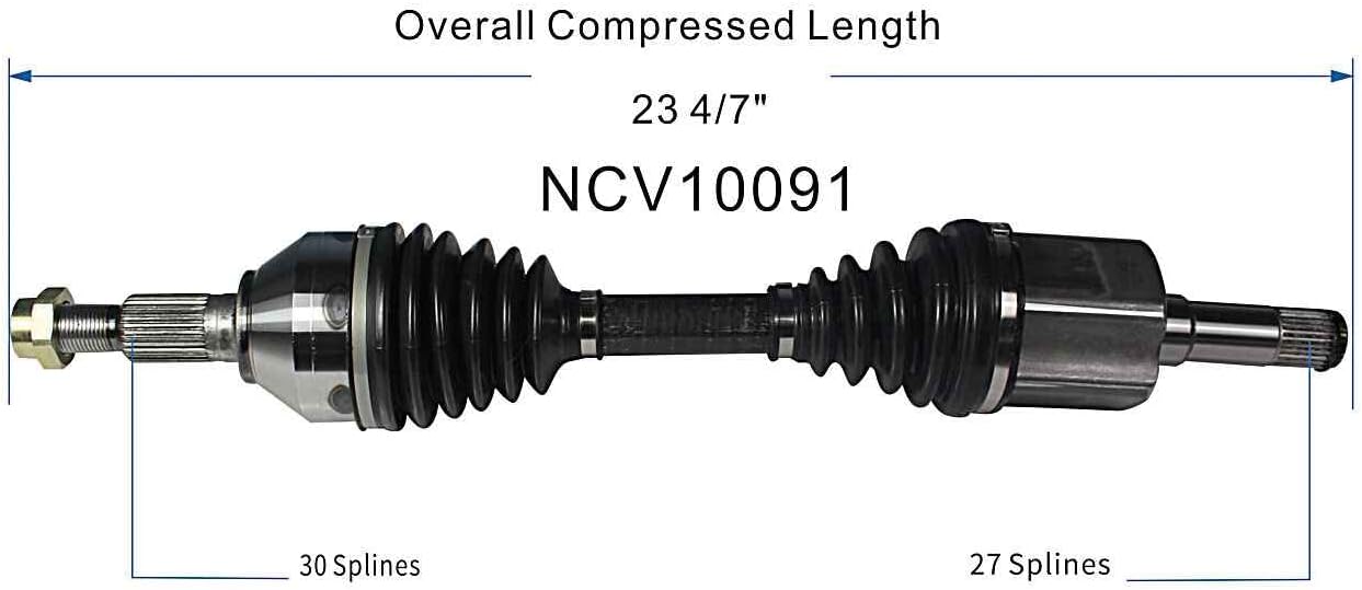 GSP NCV10091 CV Axle Shaft Assembly - Left or Right Front (Driver or Passenger Side)