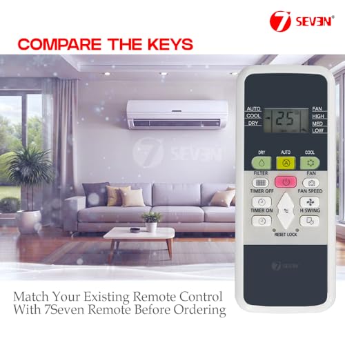 Image of 7SEVEN Compatible AC Remote for Hitachi Split AC and Window Air Conditioner The Model of Remote Control is 220A, Exact Match with Original Remote No Pairing Required use New AAA Alkaline Battery.