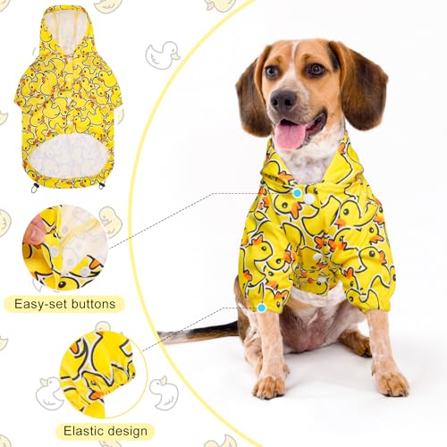 Image of BEAUTYZOO Dog Raincoats for Small Dogs, Waterproof Rain Jacket with Hood | Puppy Rain Jacket with Harness, Reflective Poncho with Harness Built in, Rain Gear Clothes with Hat for Boy Girl, Yellow S