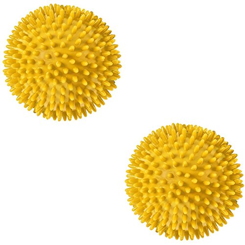 2 bolitas amarillas de erizo para hacer masajes, de 8 cm, para cuerpo, manos, pies, cervicales - MSD Mambo Max