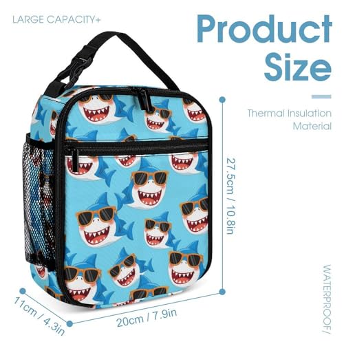 Backpack Book Bags with Lunch Box Storage Bag Backpack Set Daypack with Lunch Bag and Cosmetic Bags (Shark (16))4
