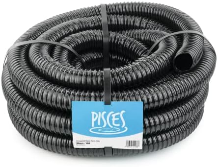 Pisces 25mm (1 inch) Black Pond Corrugated Flexible Hose Pipe - 5m Roll