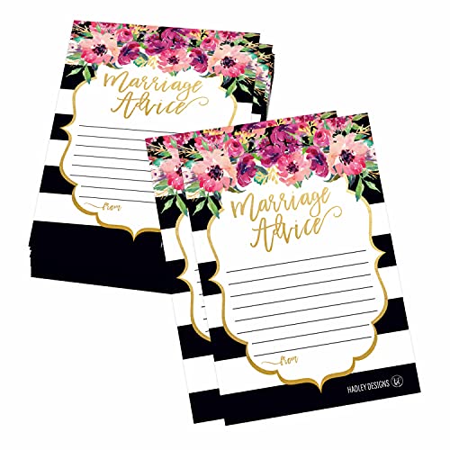 Floral Advice For the Bride - 50 Bridal Shower Games For Guests, Wedding Card Boxes For Reception, Wedding Guest Book Alternative, Wedding Advice Cards For Bride and Groom, Wedding Games For Guests