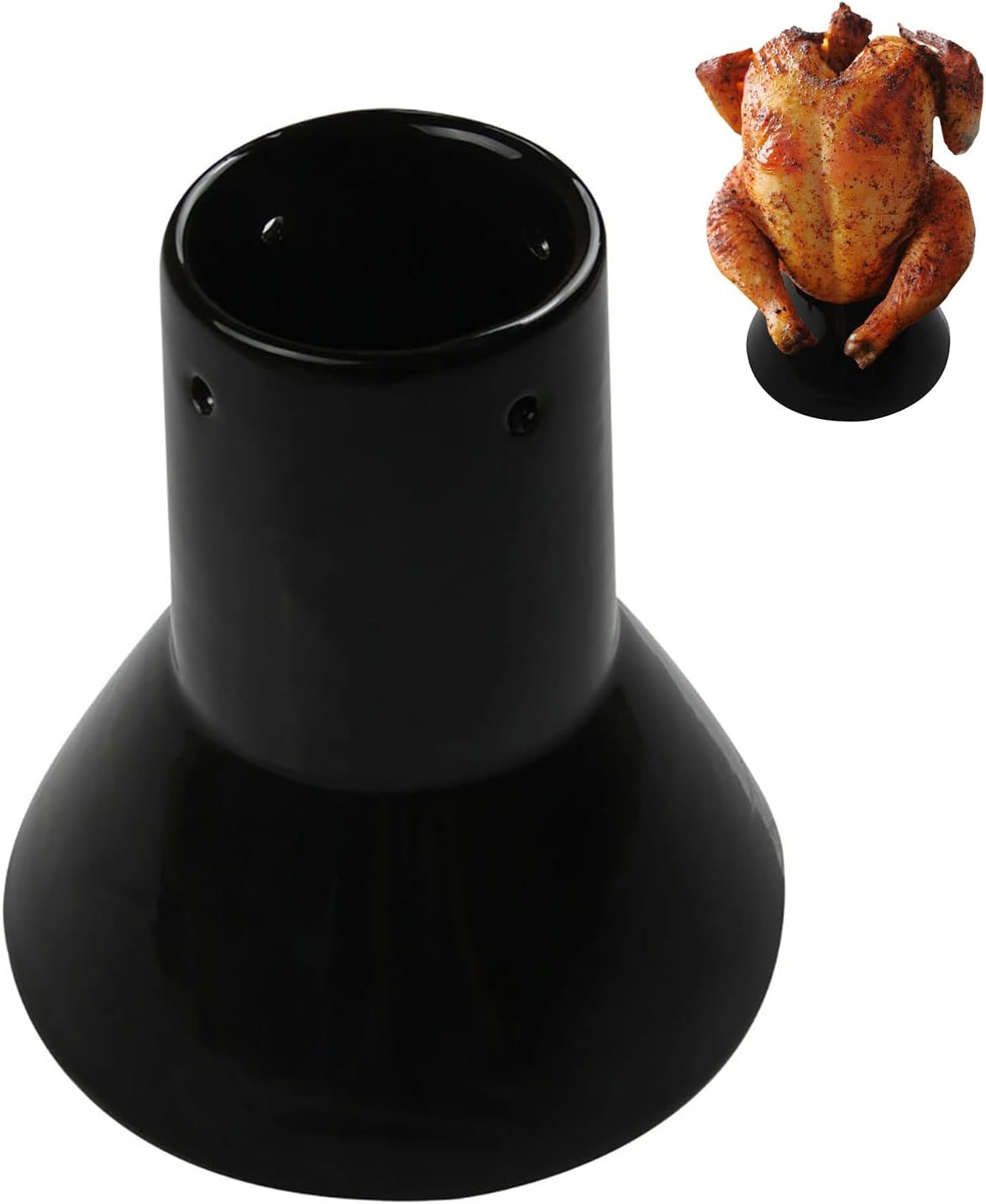 Onlyfire Ceramic Beer Can Chicken Holder, Ceramic Chicken Roaster Rack, Vertical