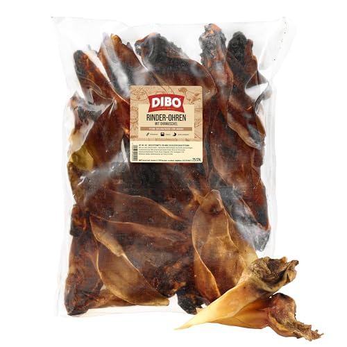 DIBO Rinderohren mit Muschel, 25 Stück, der kleine Naturkau-Snack oder Leckerli für Zwischendurch, Hundefutter, Qualitätskauartikel ohne Chemie von DIBO