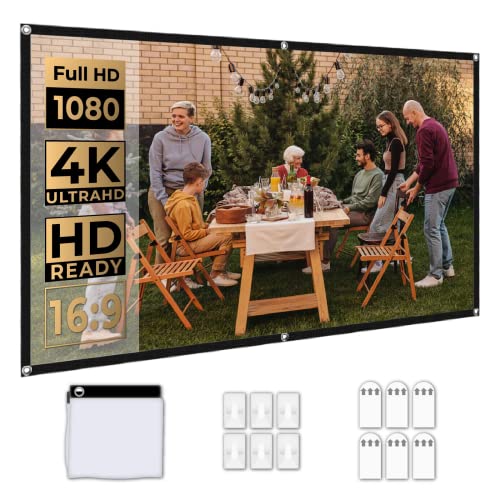 WEWATCH Pantalla Proyector 100 Pulgadas 16:9 HD Tela Proyector Antiarrugas Plegable Portátil Lavable, Pantalla para Proyector de Doble Cara para Patio, el hogar, Teatro Exterior