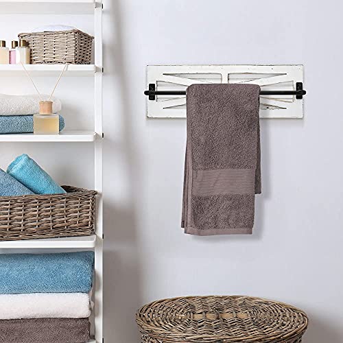 2PCS Rustic Towel Rack for Bathroom Wall Mounted, Wall Mounted Wood Hanging Bathroom Towel Holder and Organizer for Kitchen Storage Organizer Rack, Bathroom Towels, Robes, Clothing (White) - Thumbnail 5