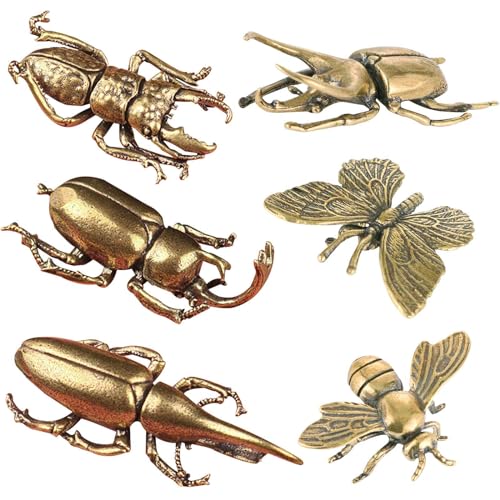 Figuras decorativas de insectos de latón vintage pack 6