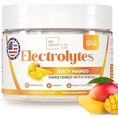 My Adventure to Fit Keto Electrolytes Powder No Sugar - Made in The USA Electrolyte Mix for Women & Men - Hydrating Electrolyte Drinks for Energy & Muscle Function (Juicy Mango,37.5 Servings) Cover