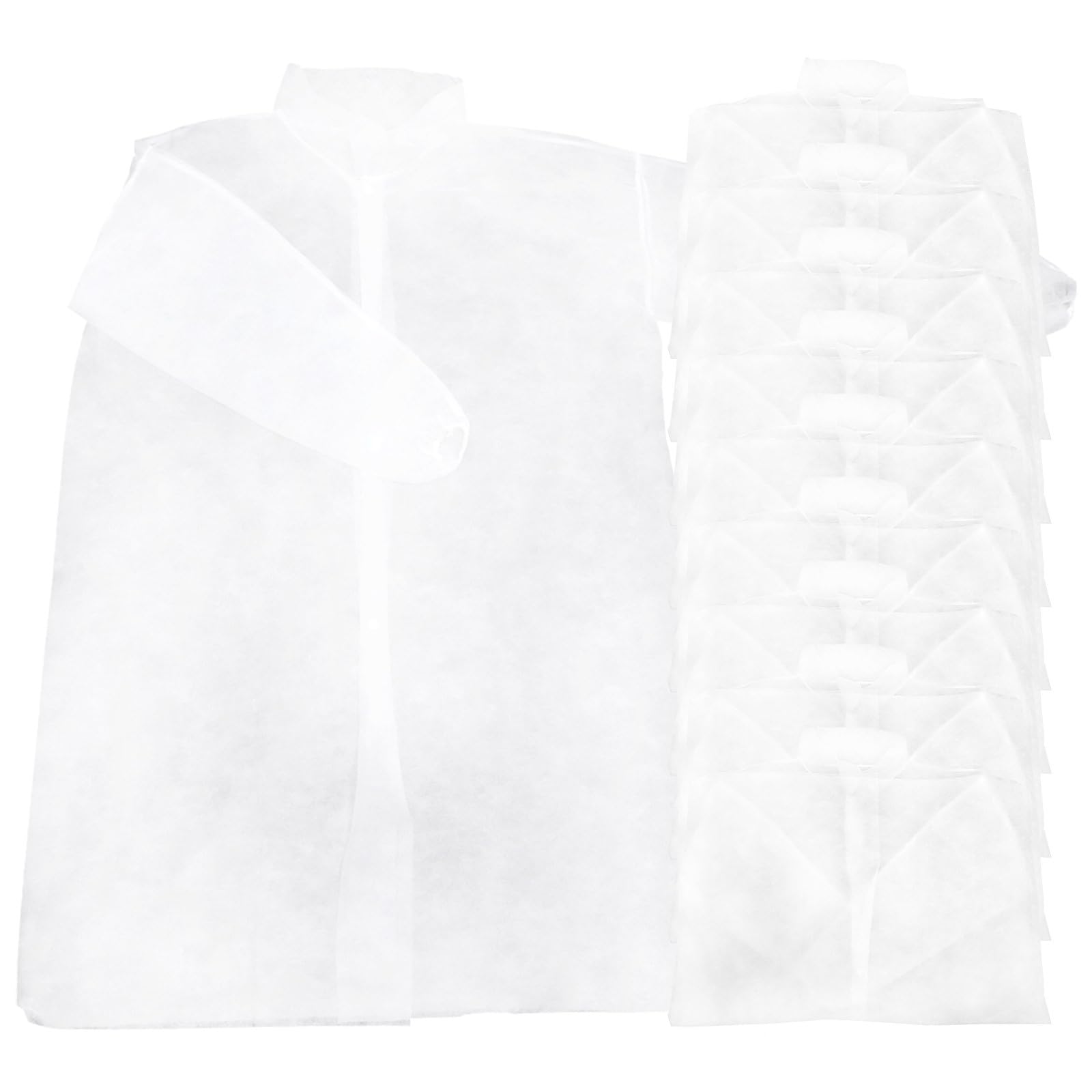 KOMBIUDA Blouse de Laboratoire Lot de 10 Pièces Blanche à Manches Longues Jetable Plusieurs styles en Tissu Non Tissé, Confortable et Pratique pour Peinture et Maintenance Générale