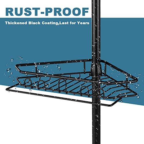 Dicasser 5 Tier Adjustable Corner Shower Caddy Organizer With Soap And Towel Rack, Bathtub Storage Organizer For Shampoo Accessories, Available For 56 To 114 Inch Height, Black #TOP4