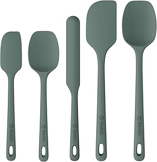 ChefAide 5 Pieces Silicone Spatula Set, Food Grade Rubber Spatula, Upgrade Strong Handle with Ergonomic Grip, Heat Resistant Up to 600°F for Nonstick Cookware, Cooking Dried Thyme