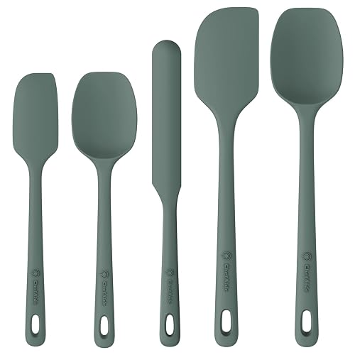 ChefAide 5 Pieces Silicone Spatula Set, Food Grade Rubber Spatula, Upgrade Strong Handle with Ergonomic Grip, Heat Resistant Up to 600°F for Nonstick Cookware, Cooking Dried Thyme