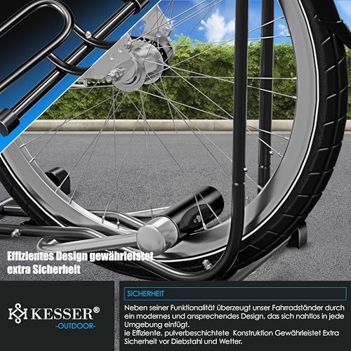 KESSER® Fahrradständer Boden einzeln für Mountainbike, E-Bike, Citybike, Rennrad, MTB | Fahrrad Montageständer | Freistehender Fahrradhalter Ständer Eisen | Reifenbreite bis 65mm | Inkl. Luftpumpe