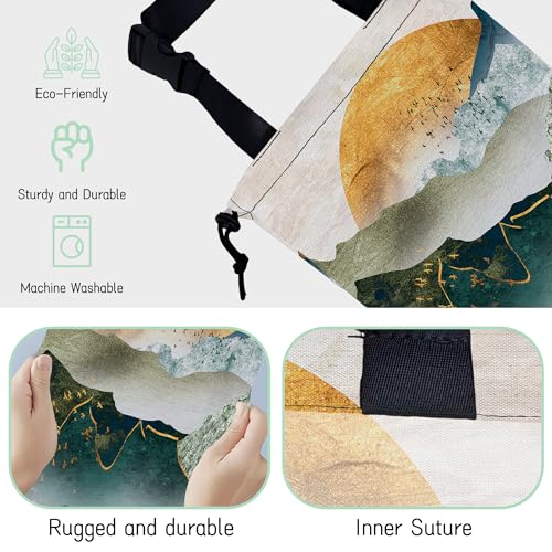 Image of Green Mountains Car Garbage Bag,Golden Sunset Waterproof Small Car Trash Bag Hanging Back of Seat,Drawstring Hanging Car Trash Bag with Adjustable Buckle for Car Accessories