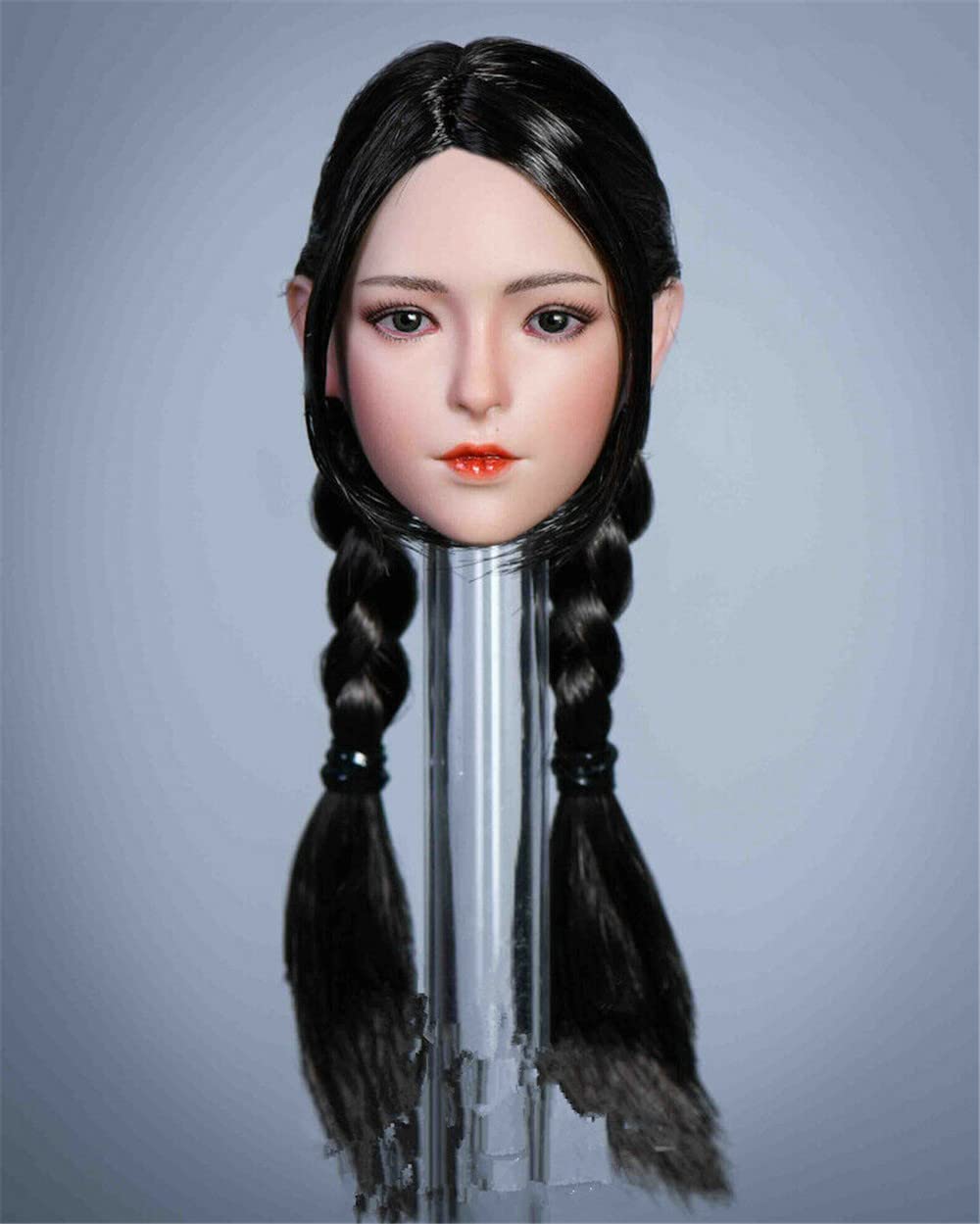 Sculpture de tête de femme 1/6 asiatique YMT048B avec double tresse réaliste