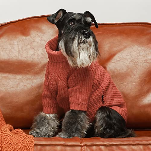 Image of Fitwarm Thermal Knitted Dog Sweater Doggy Winter Coat Pet Clothes Doggie Turtleneck Jacket Puppy Outfits Cat Sweatsuit Red Medium
