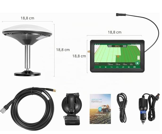 Sistema de guía GPS para tractor agrícola de 7 pulgadas, antena GNSS antiinterferencias de alta precisión, apto para arar, sembrar tierras agrícolas y desmalezar, posicionamiento automático, navegador
