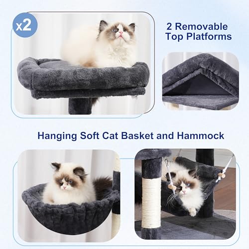 Image of Gitelsnour Cat Tree, 71'' Tower for Large Cat with Scratching Post, GCT032G