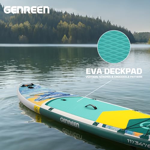 Image of Inflatable Stand-Up Paddle Boards - Available 32 inch /33 inch /34 inch Widths Inflatable Paddle Board with SUP Accessories, Camera Mount, Basic All-Around SUP Board for All Skill Levels, Up to 450lbs