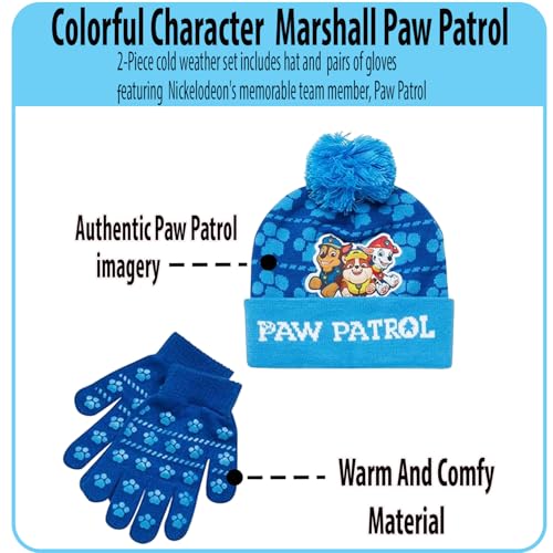 Image of Nickelodeon Paw Patrol Boys Winter Hat and Mitten or Glove Set (Age 2-7)