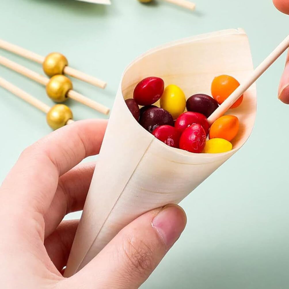 Cônes à Glace Jetables En Bois - Lot De 100 | Pour Fête, Anniversaire Ou Food Truck