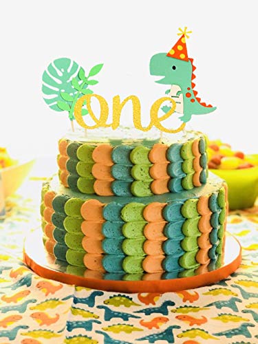 Laventy Gold Dinosaur First Birthday Decoration Dinosaur One Cake Topper Dinosaur 1St Birthday Cake Topper For Boy Dinosaur Birthday Party Decoration #TOP4