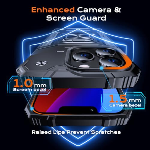Image of Anqrp Heavy Duty Case for iPhone 14 Pro Case with Enhanced Ring Holder Grip Stand, Military Grade Shockproof Rugged Drop Protective Silicone Hard Slim iPhone 14 Pro Phone Case Cover, Matte Black