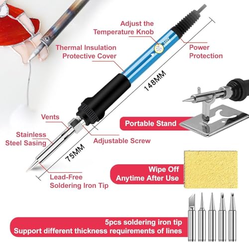 DFEDHF Stained Glass Starter Kit,with Power Grinder Machine&Glass Cutting Kit&Soldering Iron Gun Kit,Starter Tool Kit Set for Beginner,with 5/8'' & 1'' Grinder Bits
