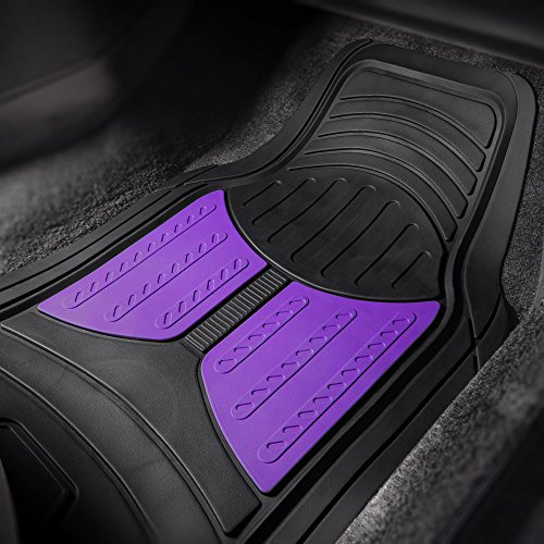 Image of FH Group Automotive Floor Mats Purple Climaproof for All Weather Protection Universal Fit Heavy Duty Rubber fits Most Cars, SUVs, and Trucks, Full Set Trim to Fit Purple