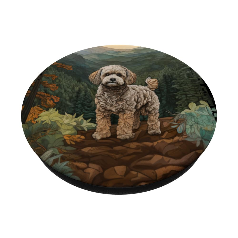 Maltipoo Mountain Paw Design Dog Mom Dad PopSockets Swappable PopGrip, Black - Image 2