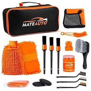 MateAuto Car Wash Kit,17 PCS Car Cleaning Kit with Car Wash Mitt Scratch Free,Detailing Brush Set,Cleaning Gel,Tire Brush,Air Vent Brush