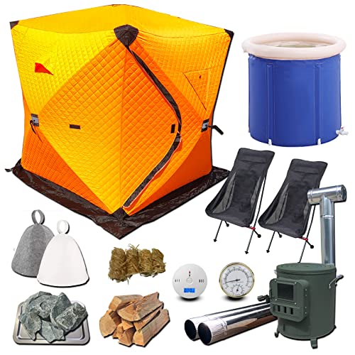 MGC JAPAN TRADE ととのうに挑戦 サウナテント フルセット 届いた日からすぐ使える テントサウナ 自宅 庭 (オレンジ)