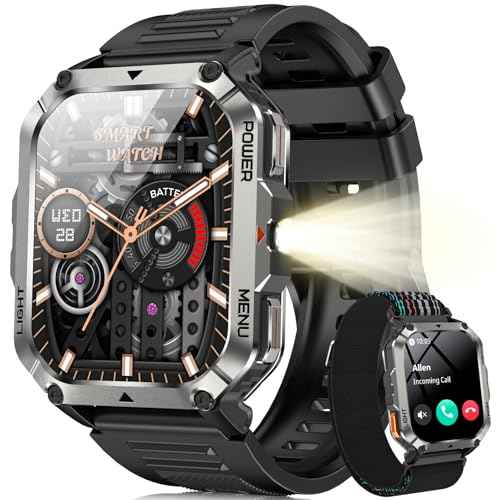 Blackview Smartwatch Uomo, 2.01″ Militare Smartwatch Uomo Fitness con Chiamate Bluetooth Orologio Intelligente 115+ Modalità Sportive/900 mAh/Sonno/Cardiofrequenzimetro/Torcia/Bussola per Android IOS