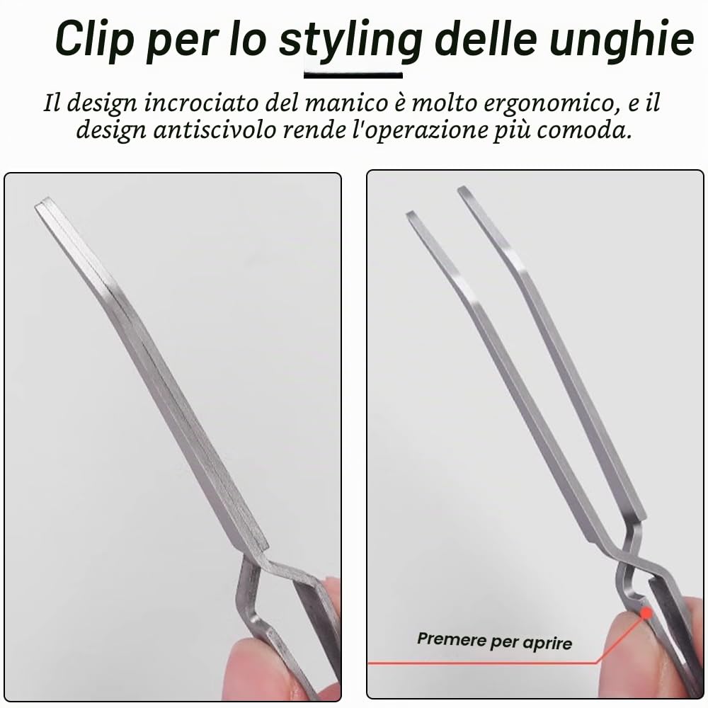 Pinzette per Unghie, Pinze per Manicure in Acciaio Inox, Pinzette Unghie Gel, Pinzette Modellanti per Unghie, Multifunzione Strumenti per Unghie