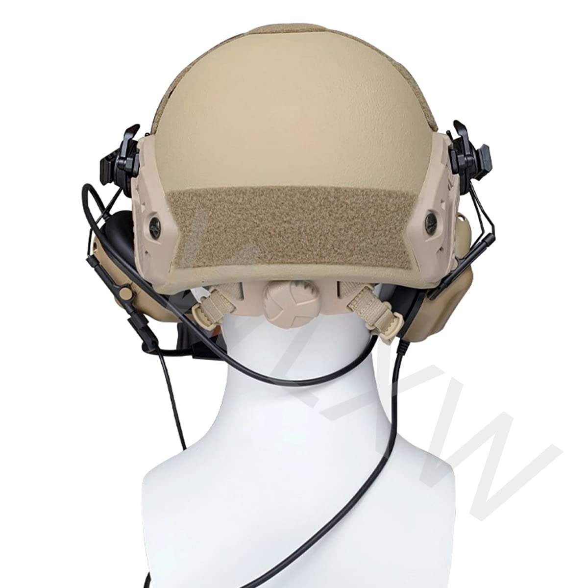 WLXW Casco Antiproiettile in Kevlar E Set di Cuffie Tattiche Regolabili, Casco Tattico Balistico di Livello 3 Leggero con Cuffie con Cancellazione del Rumore del Casco